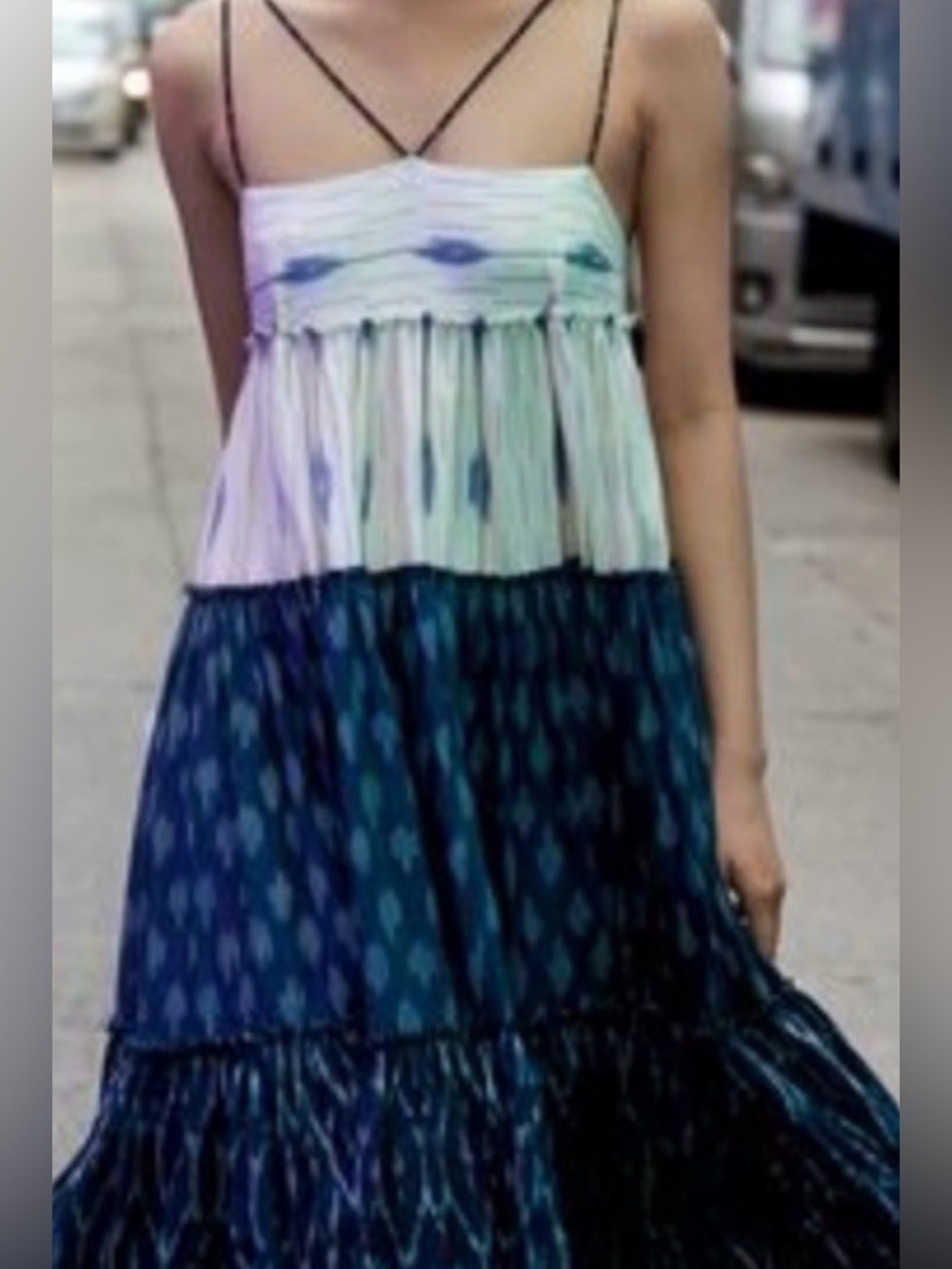 Free People Sweet Summer Blue White Cotton Dress S - Picture 12 of 16